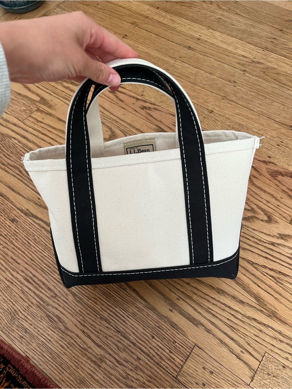 L.L.Bean Boat and Tote Mini Canvas Bag in Natural/Black